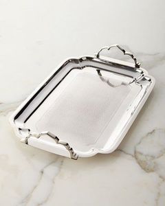 Plateau de service en métal avec motifs floraux fabriqués à la main pour les événements de luxe hôtels haut de gamme et expériences culinaires haut de gamme - Product Image 2