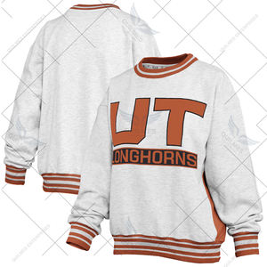 2025 Sweat-shirt à col rond Endzone pour femmes Longhorns de l'Université du Texas à forte demande-Gris chiné/Orange Texas - Product Image 6