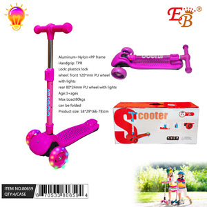 Moderno Scooter pieghevole a 3 ruote in blu giocattolo per bambini di lusso con ruote in alluminio e PU 4 pz/cs per uso esterno - Product Image 1