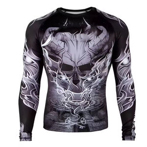 Vente en gros vierge OEM imprimé Compression court manches longues MMA Jiu Jitsu Logo personnalisé Rash Guards Bjj Rash Guard - Product Image 1