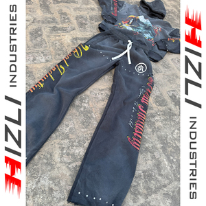 Conjunto Deportivo Personalizado de Invierno, Transpirable, con Capucha, 100% Algodón Ecológico, con Pedrería, Estilo Urbano, Pantalones Anchos y Holgados - Product Image 6