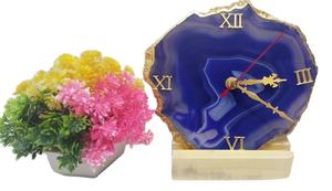 นาฬิการองแก้วหินอาเกตสีฟ้าขอบทอง Electroplated สำหรับตกแต่งบ้านในราคาที่ขายดีที่สุดสำหรับการขาย - Product Image 5