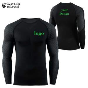 Vente en gros de chemises de gymnastique par compression, vêtement anti-éruptions cutanées respirant à manches longues avec logo personnalisé, sublimé BJJ MMA pour hommes - Product Image 4