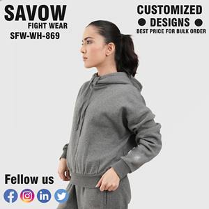 Sudaderas con capucha para mujer, venta al por mayor, Jersey de algodón de gran tamaño, sudaderas recortadas, ropa de calle con capucha, chaquetas de lana, ropa de moda, Tops de invierno - Product Image 4