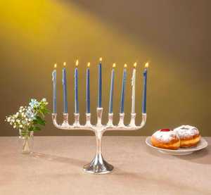 Venta al por Mayor Directa de Fábrica, Menorá Personalizada para Hanukkah, Lámpara de Cristal, Níquel Plateado, Martillado, Bajo MOQ, Método de Impresión en 2 Colores - Product Image 3