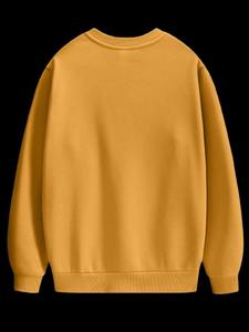 Sudadera negra de gran tamaño de tendencia superior, ropa de calle con cuello redondo y estampado de sublimación bordada, 500 gramos de algodón para invierno con estampado de soplo - Product Image 3