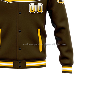 Wholesale <b>Lightweight</b> Custom Varsity <b>Jacket</b> 100% Wool Stand Collar Embroidery Front Assorted Colors Breathable Windproof Bulk - Product Image 6