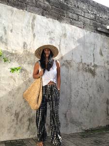 Pantalones teñidos de cintura alta de calidad superior New Boho Hippie Festival Lounge Wear con bolsillos Estilo informal de verano - Product Image 3