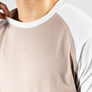 Últimos diseños Hombres Raglan Manga corta Color Block Cuello redondo 100% Algodón Jersey Camiseta Ajuste personalizado Camisetas ecológicas para hombres - Product Image 5