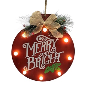 Handcrafted 32cm Warm White LED <b>Light</b>-Up Wood Door Hanging Ornament <b>Battery</b> <b>Operated</b> Christmas Decorative Item Holiday Supplies - Product Image 1