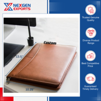 Nexgen Exports, Fabricante Confiable, Carpeta/Portafolio de Cuero Impermeable con Cierre de Cremallera, Tamaño y Color Personalizables, OEM/ODM