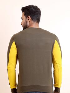 Sudadera de manga larga de corte y costura de punto de bucle Premium para hombre, ropa informal de oliva suave, elegante y cómoda para invierno - Product Image 6