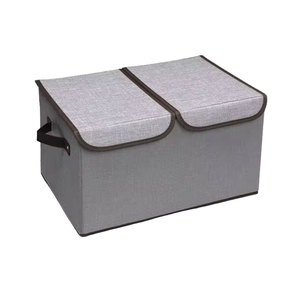 Boîtes de rangement en tissu épais respirant sacs en tissu pliable Cube de rangement panier organisateur avec couvercle et poignées rabattables - Product Image 5