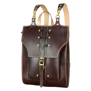 Sac à dos d'extérieur en cuir véritable, grande capacité, imperméable, écologique, pour les voyages d'affaires, l'école, multi-poches, fermeture éclair, arqué - Product Image 1