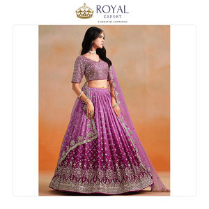 Largement vendu Designer moderne Collection de vêtements de mariage vêtements indiens fausse Georgette et filet doux Dupatta Lehenga Choli - Product Image 3