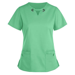 Usine directe femmes uniforme col en V haut infirmière Logo personnalisé tailles hôpital médical clinique Spa Salon prix de gros ensemble de gommage - Product Image 1
