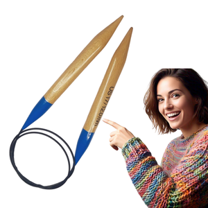 Juego de agujas de tejer circulares de 16 pulgadas con logotipo personalizado para cable de nailon de hilo supervoluminoso con Strikkepinde para regalos de costura - Product Image 1