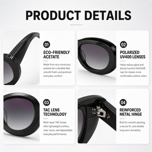 Nouvelle Collection 2026 – Lunettes de Soleil Oversize de Luxe Tendance pour Femme, Protection UV400, Écologiques, Faites à la Main en Bio-Acétate, Style Œil de Chat - Product Image 4