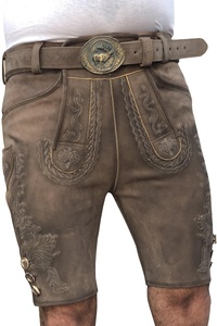 Lederhosen Bávaros de Alta Calidad, Estilo Alemán Tradicional, para Oktoberfest, Antiguos, Cortos, de Gamuza de Cabra - Product Image 2