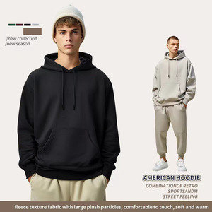 Venta al por mayor de suéter de rizo de longitud media con capucha Color sólido logotipo personalizable sudadera para hombres diseño de cremallera de invierno - Product Image 2