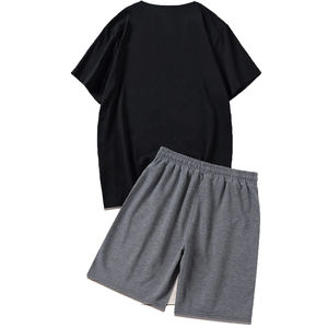 Haute qualité hommes été 2 pièces ensemble à manches courtes t-shirts shorts survêtement pour hommes Logo personnalisé deux pièces sport taille Pus - Product Image 2