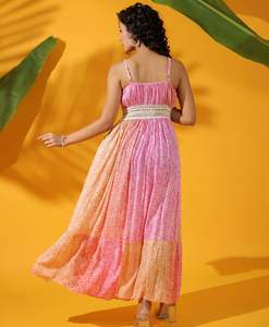 Robe de soirée imprimée décontractée pour femme Style doux respirant et lavable avec décoration en dentelle - Product Image 3