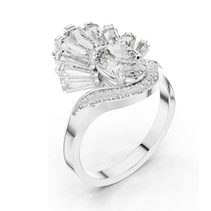 Bague en forme d'éventail pour femme avec diamant de laboratoire et moissanite 3.145 CT, clarté VVS-VS EF, or 18 carats, 14 carats, 10 carats et argent 925, rose - Product Image 6