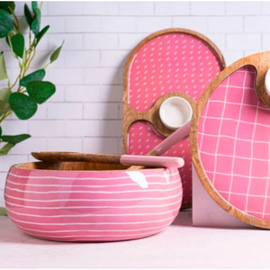 Venta superior, compra al por mayor, cuencos de madera, ensaladera, pegatina esmaltada aplicada en el exterior con cuchara y Spork, suministro hecho en La India - Product Image 2