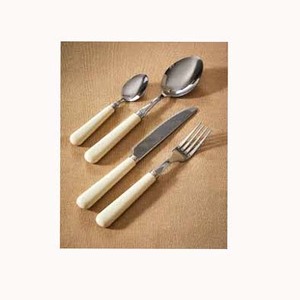 Ensemble de couverts en acier inoxydable poli argent élégant fait à la main manche en bois rond épais Design couverts royaux utilisation scolaire - Product Image 2