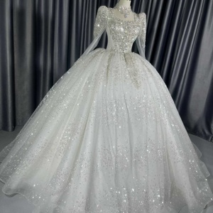 Jancember LSCM72 Vestido de Novia Brillante con Cuello Cuadrado y Cristales, Vestido de <span class=keywords><strong>Boda</strong></span> con Falda Abultada - Product Image 3