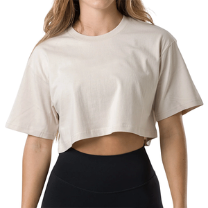 <b>Black</b> Women's Breathable Short Sleeve Crop T-Shirt High Quality Cotton Jersey Crop <b>Top</b> Custom Printing Embroidery Logo T-shirts - Product Image 6