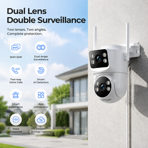 กล้องวงจรปิดภายนอกแบบเลนส์คู่ 3MP มองเห็นในเวลากลางคืน รองรับ WiFi ทนทานต่อสภาพอากาศ ตรวจจับด้วย AI พร้อมระบบแจ้งเตือนอัจฉริยะ ควบคุมผ่านแอป - Product Image 1