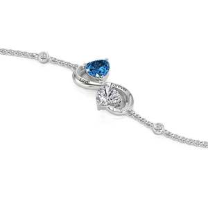 Fine Charm <b>Bracelet</b> Jeulia Custom Engraved <b>Infinity</b> <b>Bracelet</b> with Two Heart Birthstones - Product Image 2