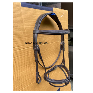 Harnais en cuir de cheval de saut anatomique avec muserolle cousue fantaisie et rembourrage modifiable équipement de cheval en polaire vente en gros - Product Image 3