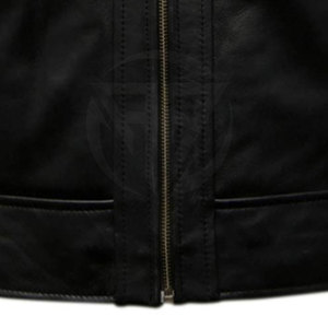 Chaqueta de motorista de piel de vaca de invierno para hombre personalizada al por mayor chaqueta de cuero negro con cuello levantado de nuevo diseño - Product Image 6