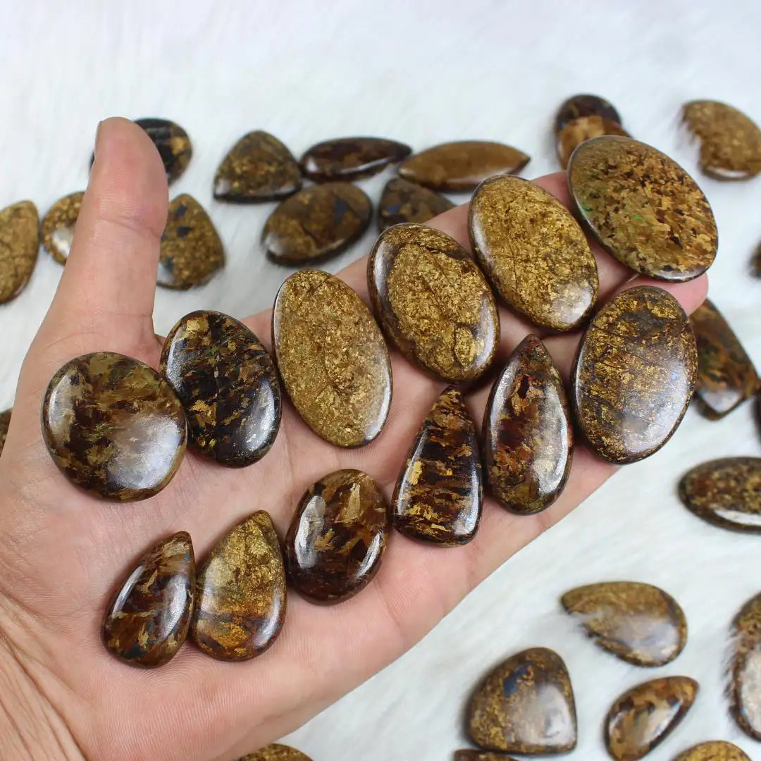 En kaliteli Bronzite taş Lot toplu Bronzite Cabochons el cilalı Bronzite Mix şekli ve boyutu takı için taşlar