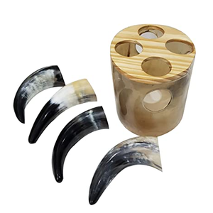 Juego de cuerno para beber de vidrio ecológico personalizable de estilo vikingo Soporte de cuerno de buey de vaca de calidad para vaso de vino o cerveza - Product Image 5