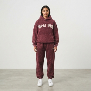 Conjunto de Sudadera con Capucha Oversize y Pantalones Jogger de Algodón Lavado Personalizado para Mujer, Chándal de Felpa Estilo Urbano OEM ODM - Product Image 1