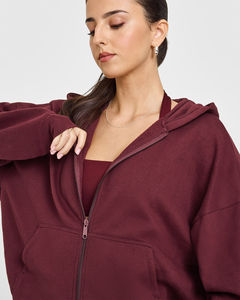 Sudadera con Capucha de Peso Medio para Mujer, de Madera de Palisandro, de Alta Demanda, Antiarrugas y Transpirable, Sudadera con Capucha Lisa para Gimnasio, con Cierre - Product Image 3