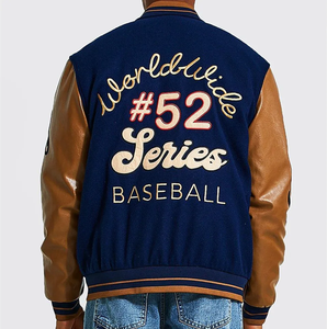 Veste universitaire pour hommes de qualité supérieure personnalisée bouffée imprimée collège Letterman support hiver Baseball cuir manches coton Polyester - Product Image 3