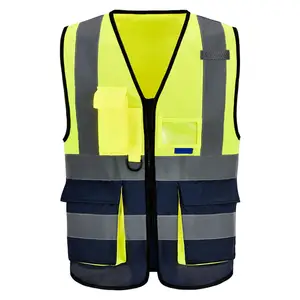 Güvenlik yelek Hi Vis çalışma ile yüksek görünür cep nefes güvenlik yelek yansıtıcı işçi gece güvenlik yelekler ile cepler