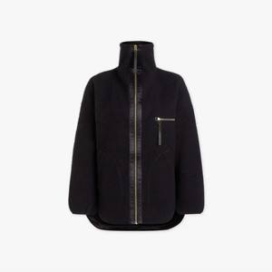 Veste Sherpa noire surdimensionnée à la mode avec poches zippées polaire douce et chaude pour temps froid - Product Image 1