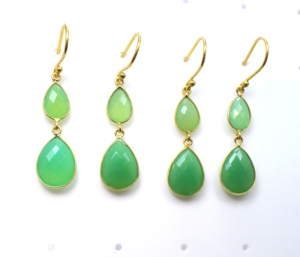 Chrysoprase calcédoine pierres à facettes boucles d'oreilles or boucles d'oreilles à la mode bijoux en laiton balancent composant boucles d'oreilles - Product Image 3