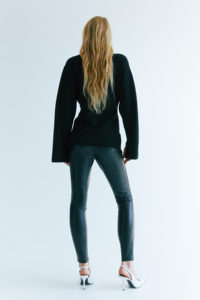 100% haute qualité à la mode élégant Gym Yoga course sport mince ajusté noir couleur enduit coton pli avant Leggings - Product Image 6