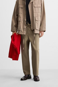 Cotton Sweatpants <b>Trousers</b> Loose Fit Sustainable Fabric <b>Light</b> Washed Heavyweight Knitted Line Pattern for Autumn - Product Image 3