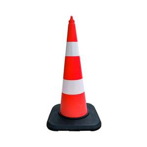 TPE Traffic Cone 90 cm Double Reflective <b>Weighted</b> Barrier <b>for</b> Roadway Safety White Reflector Color - Product Image 1