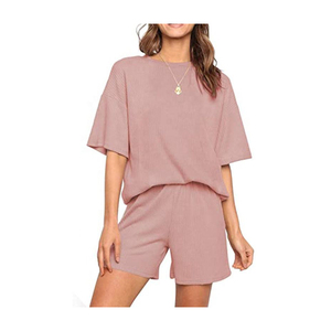 Conjunto de Top Corto y Pantalones Cortos para Mujer, Diseño Personalizado para Uso en Exteriores, Color Sólido, Cómodo - Product Image 1