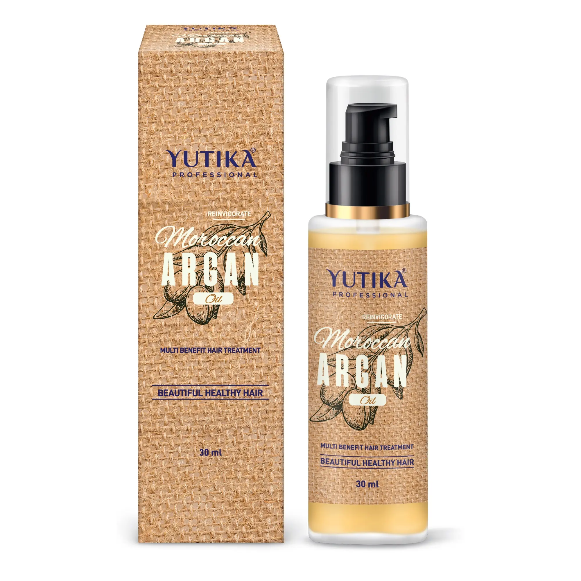 Óleo de Argan marroquino profissional Yutika para Cabelo - 30ml, Óleo de Cabelo para Homens e Mulheres, Sedoso, Brilhante e Nutritivo