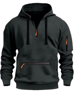 Sweat-shirts à col zippé pour hommes, 100% coton, streetwear d'hiver, avec faible MOQ et prix bas - Product Image 5