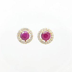 Pendientes desmontables de diamantes de oro amarillo de 14 quilates al día siguiente, pendientes delicados de piedras preciosas de rubí de corte redondo de 5mm, joyería nupcial hecha a mano - Product Image 3